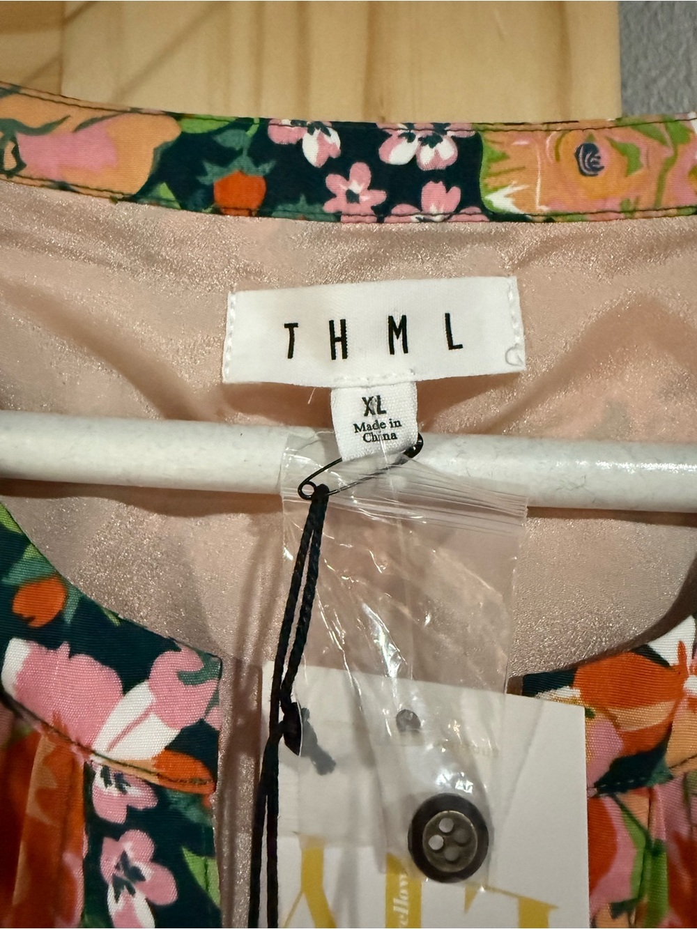 NWT THML Floral Ruffle dress in Green Pink Peach - Picture 3 of 16